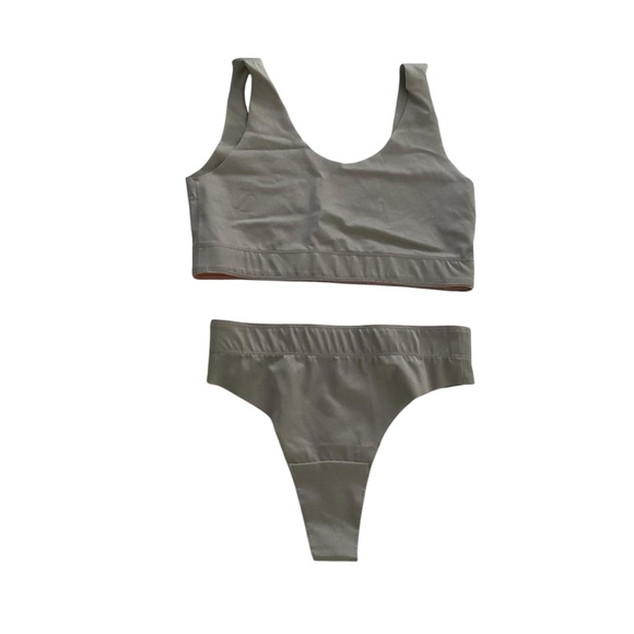 Jia-Atelier 2Pc Set Bra & Underwear Sz M Platinum Pearl Seamless Lingerie Light - Picture 1 of 10